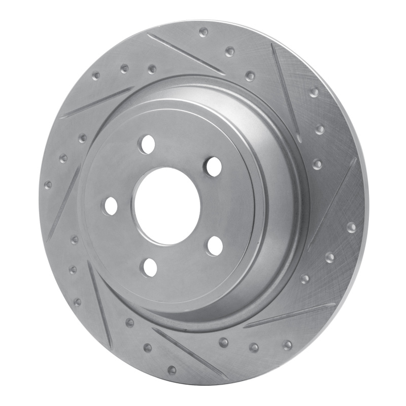 Ford Fusion Brake Rotor (1) - Rear Right - R1 Concepts - Drilled & Slotted - Silver - `15-`24